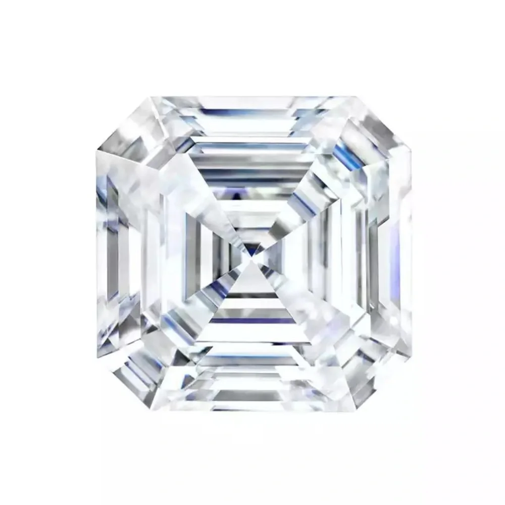 5.62ct Three Stones Setting Asscher Cut Created White Sapphire